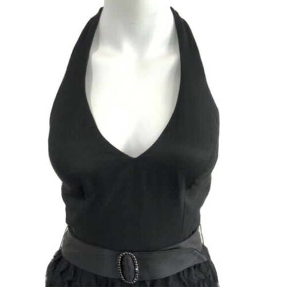 100% Silk White House Black Market Halter Ruffle Dress Cocktail 0 - Picture 5 of 10